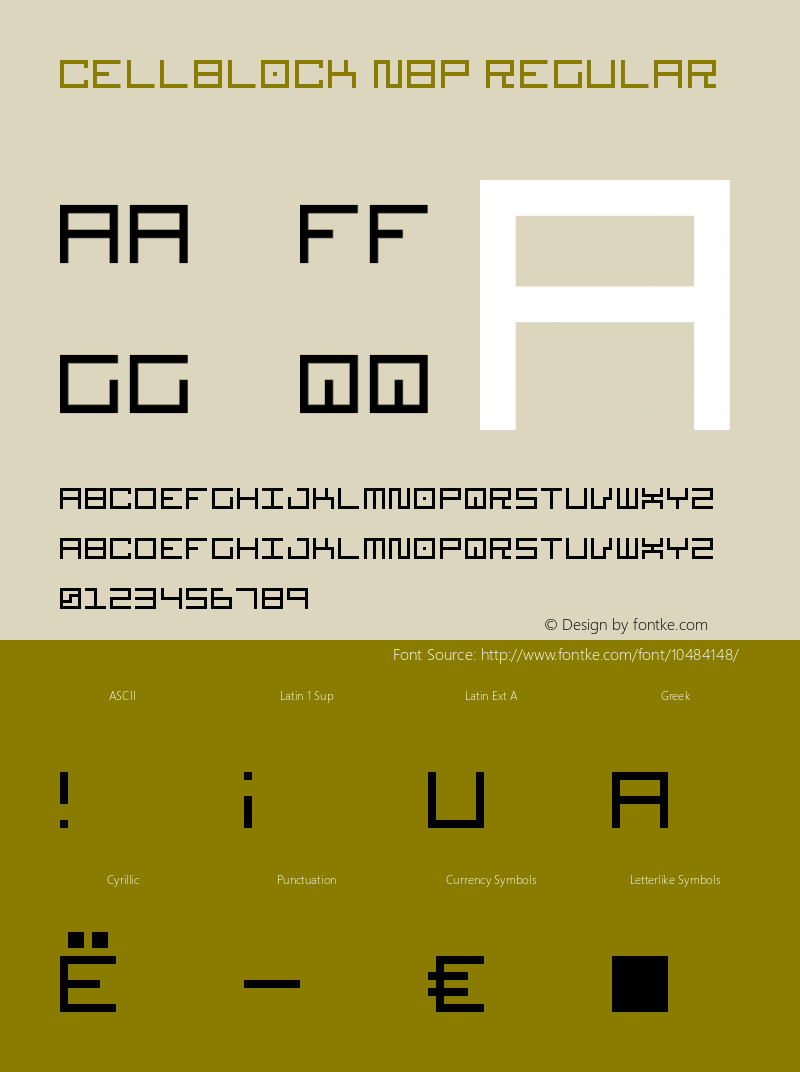 Cellblock NBP Regular Version 1.0 (3-May-2013) Font Sample