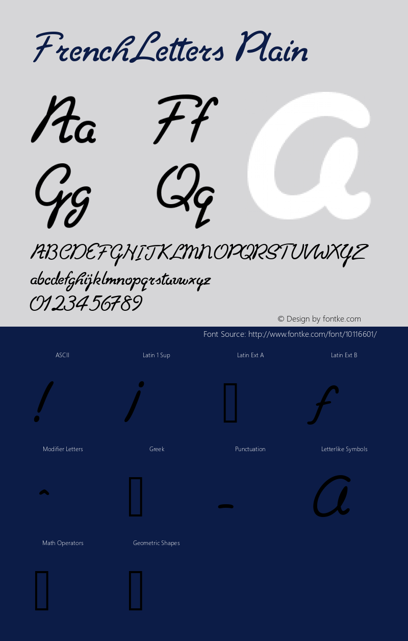 FrenchLetters Plain Macromedia Fontographer 4.1 5/2/03 Font Sample