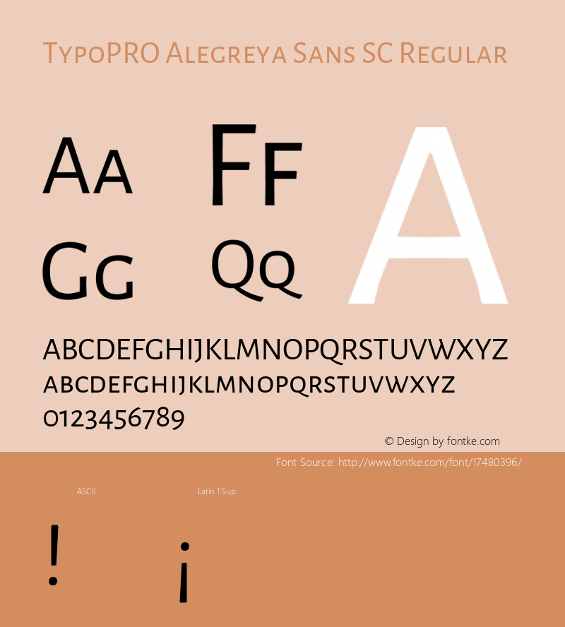 TypoPRO Alegreya Sans SC Regular Version 1.000;PS 001.000;hotconv 1.0.70;makeotf.lib2.5.58329 DEVELOPMENT Font Sample