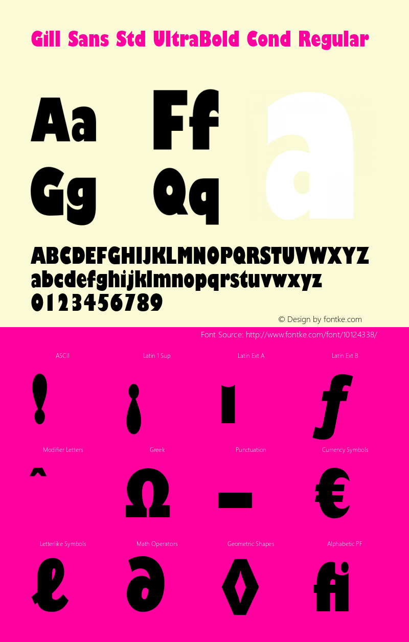 Gill Sans Std UltraBold Cond Regular Version 1.047;PS 001.002;Core 1.0.38;makeotf.lib1.6.5960 Font Sample