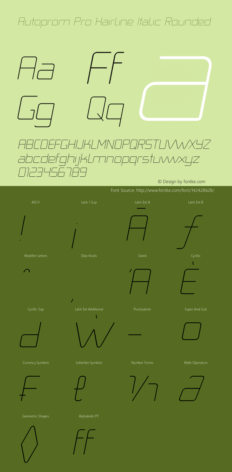 AutopromPro-HairlineItRounded Version 1.100 | wf-rip DC20200825 Font Sample