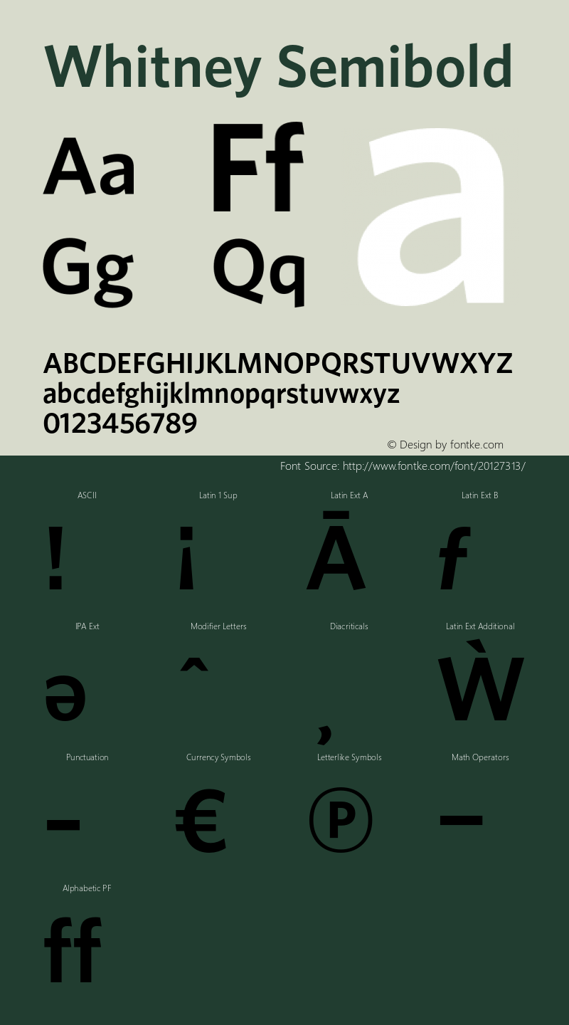 Whitney-Semibold Version 1.200 Font Sample