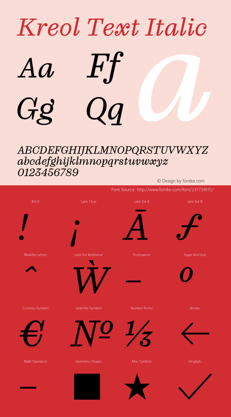 Kreol Text Italic Version 1.000图片样张