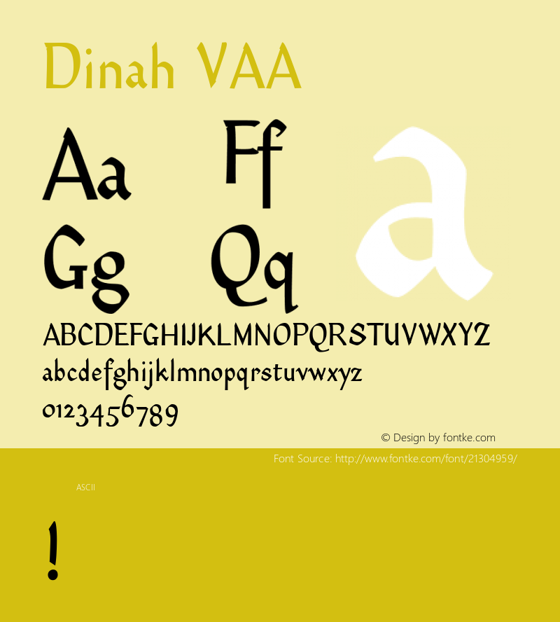 Dinah VAA  Font Sample
