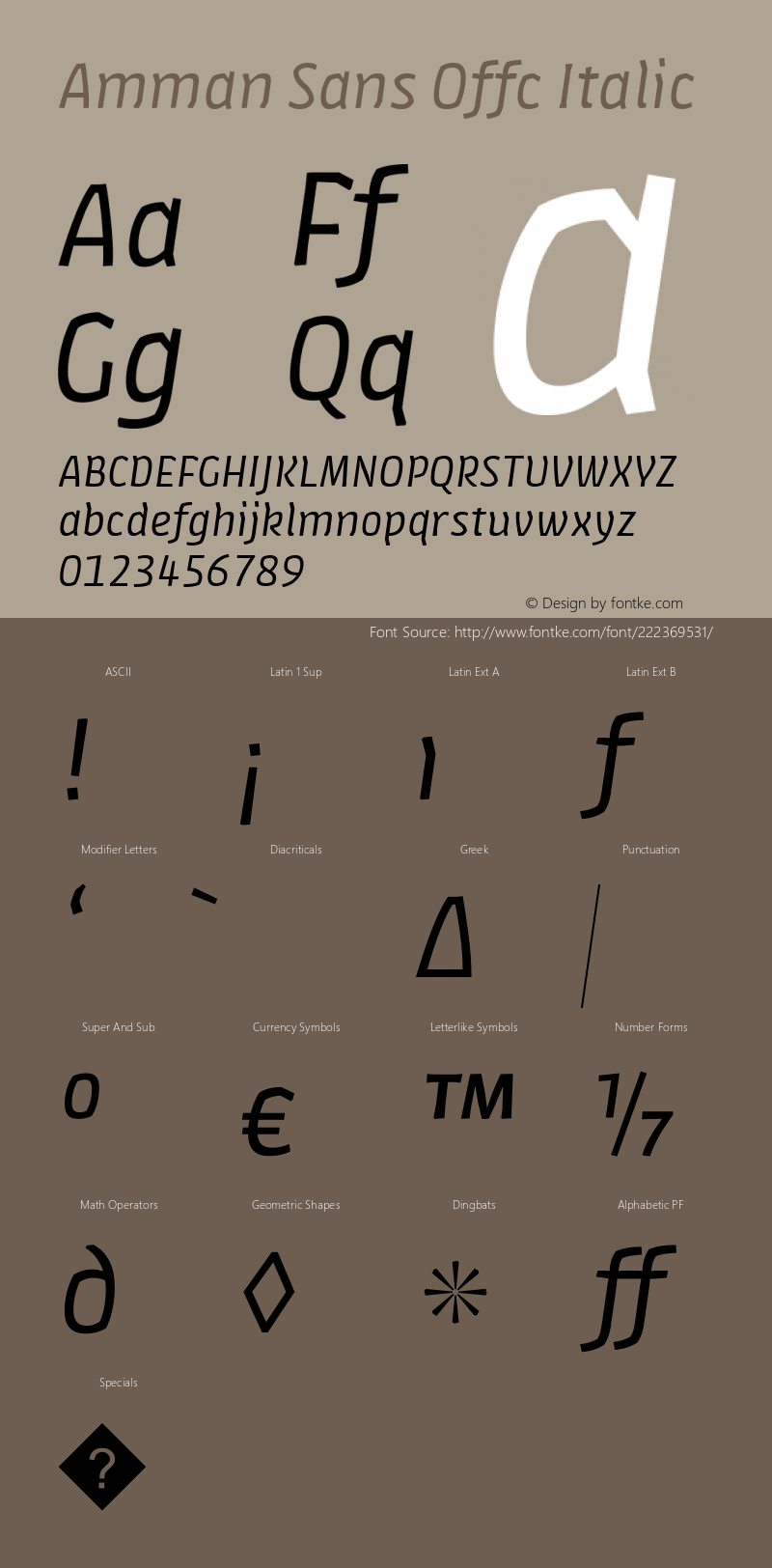 Amman Sans Offc Italic Version 7.504; 2010; Build 1020图片样张