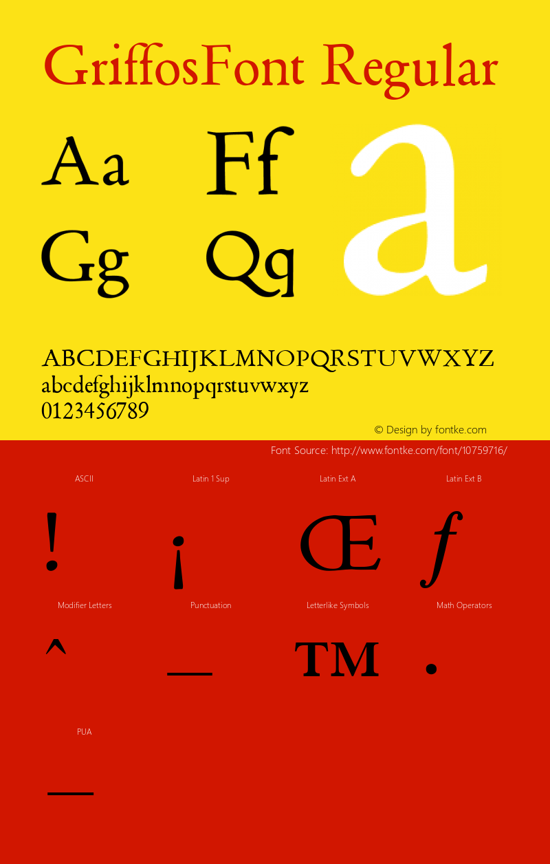 GriffosFont Regular 1.0 Font Sample