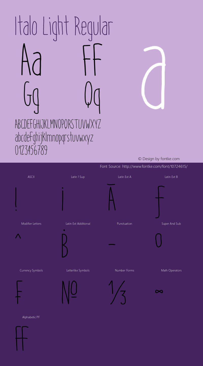 Italo Light Regular Version 1.000 Font Sample