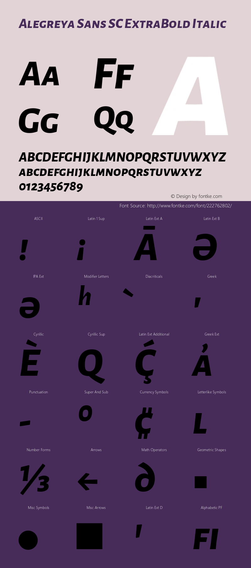 Alegreya Sans SC ExtraBold Italic Version 2.003; ttfautohint (v1.6)图片样张