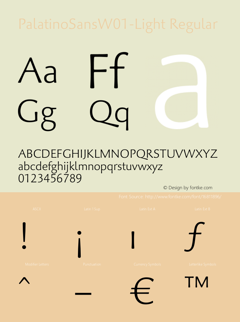 PalatinoSansW01-Light Regular Version 1.02 Font Sample