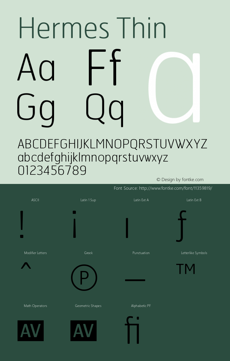 Hermes Thin Version 001.000 Font Sample