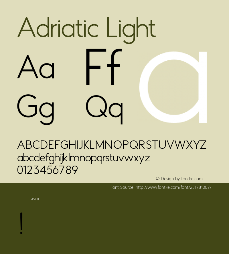 Adriatic Light Version 1.000; ttfautohint (v1.6)图片样张