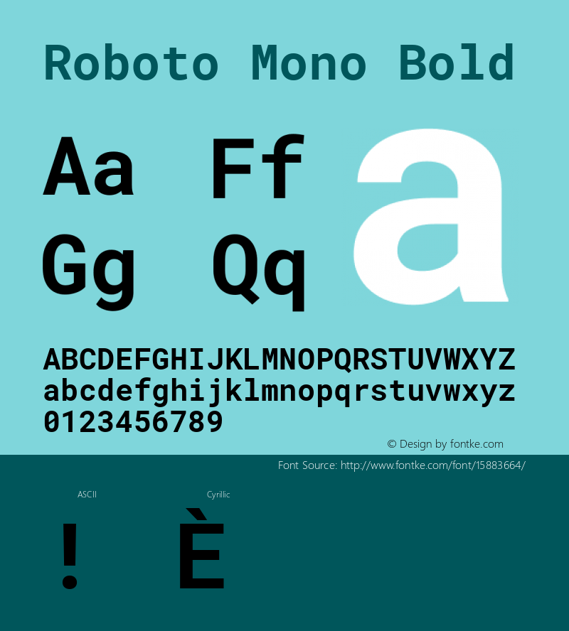 Roboto Mono Bold Version 2.000986; 2015; ttfautohint (v1.4.1) Font Sample