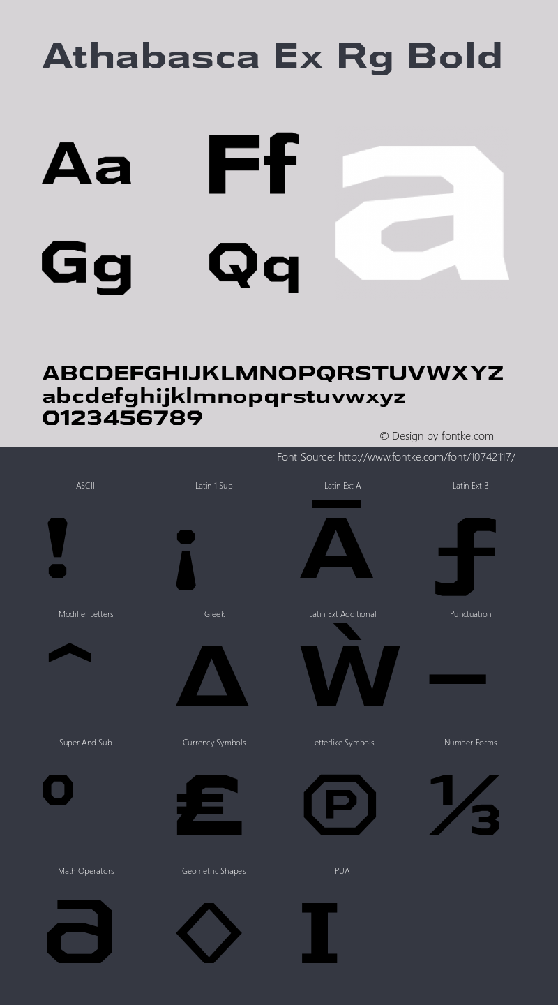 Athabasca Ex Rg Bold Version 1.000 Font Sample