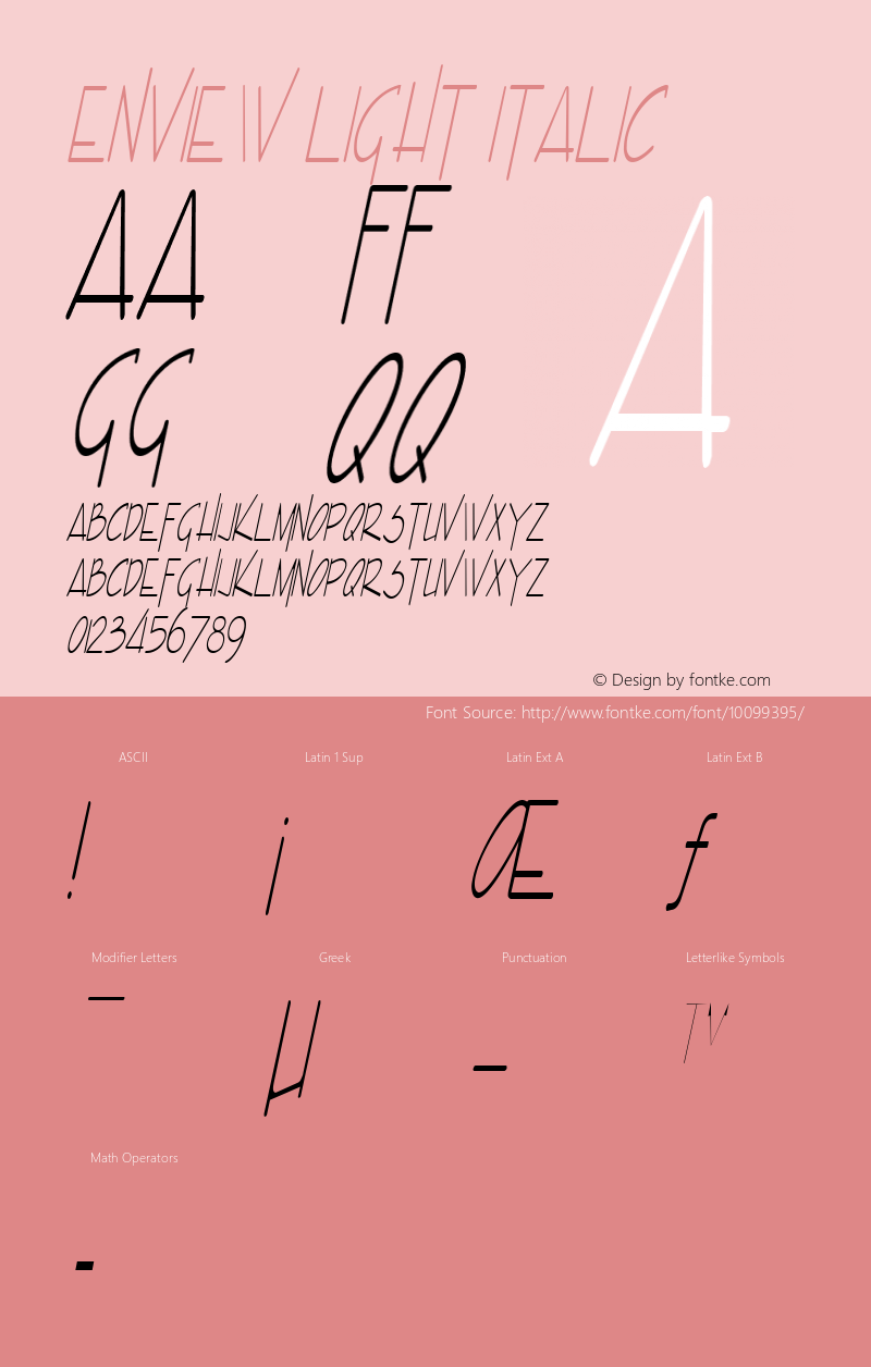 Enview Light Italic Altsys Fontographer 4.1 12/22/94 Font Sample