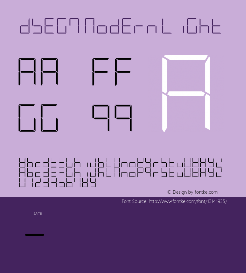 DSEG7 Modern Light Version 0.2 Font Sample