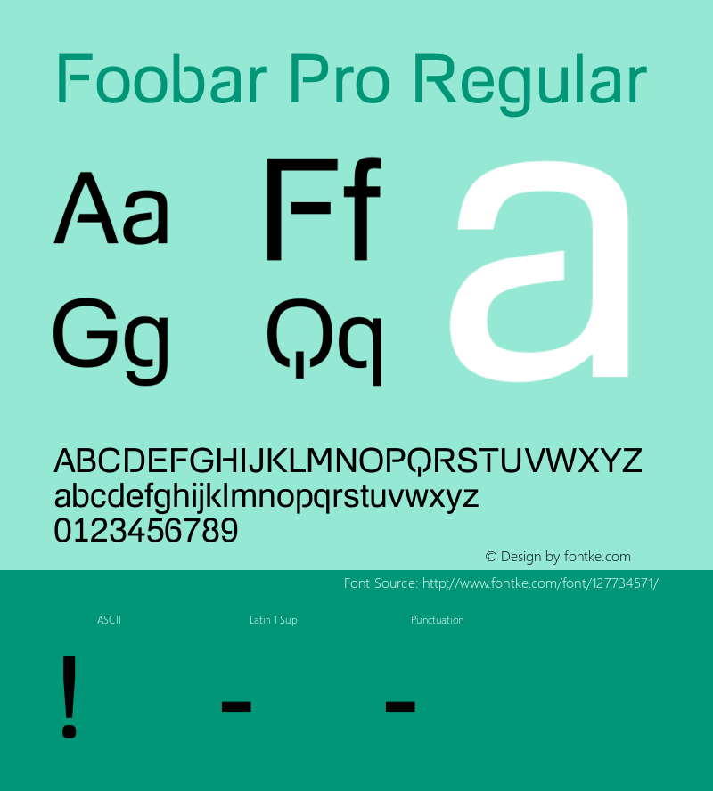 Foobar Pro Regular Version 1.000 Font Sample