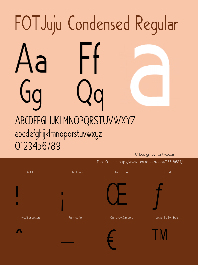 FOTJuju-CondensedRegular Version 1.000 Font Sample