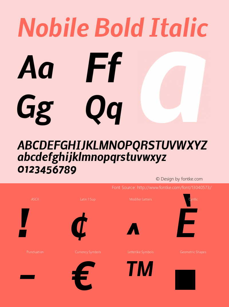 Nobile Bold Italic Version 1.000;PS 001.000;hotconv 1.0.38 Font Sample