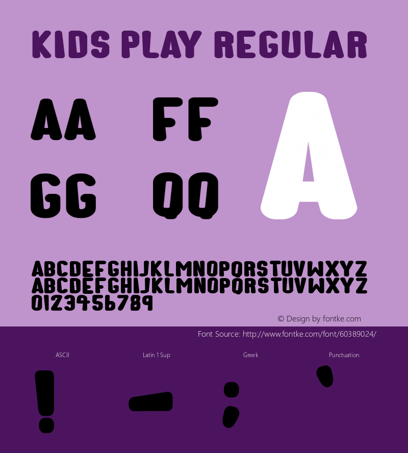 Kids Play Version 1.00;March 16, 2020;FontCreator 11.5.0.2430 64-bit Font Sample