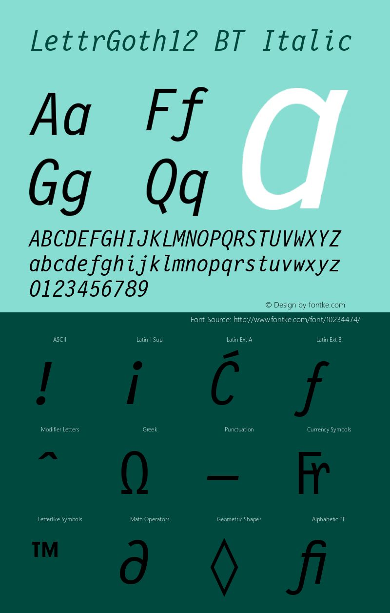 LettrGoth12 BT Italic Version 1.01 emb4-OT Font Sample
