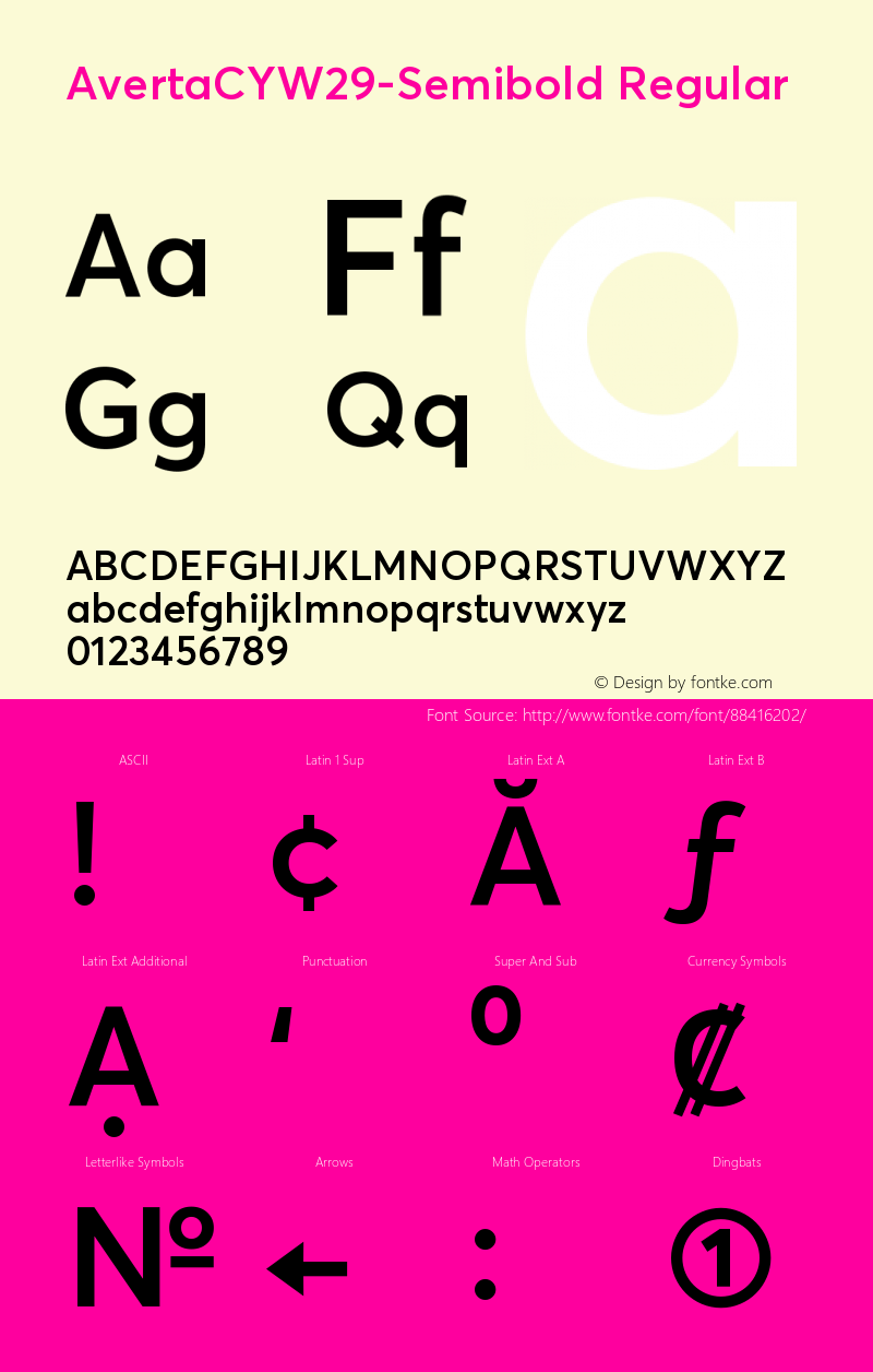 Averta CY W29 Semibold Version 1.008 Font Sample