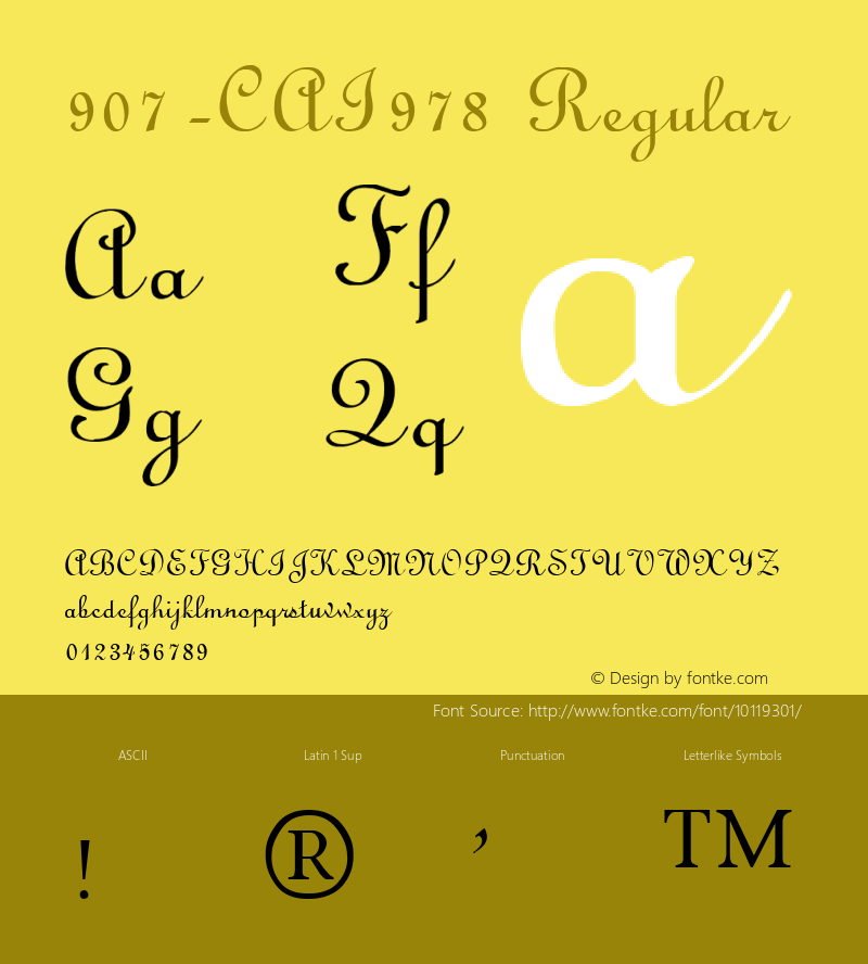 907-CAI978 Regular Version 1.00 October 3, 1927, initial release Font Sample
