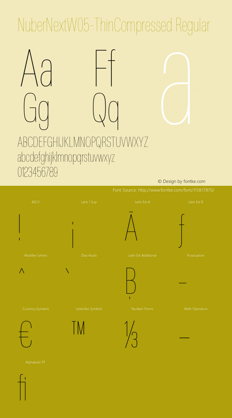 NuberNext W05 Thin Compressed Version 1.00 Font Sample