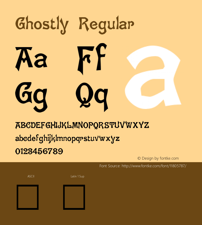 Ghostly Regular Altsys Fontographer 4.0 3/1/94 Font Sample