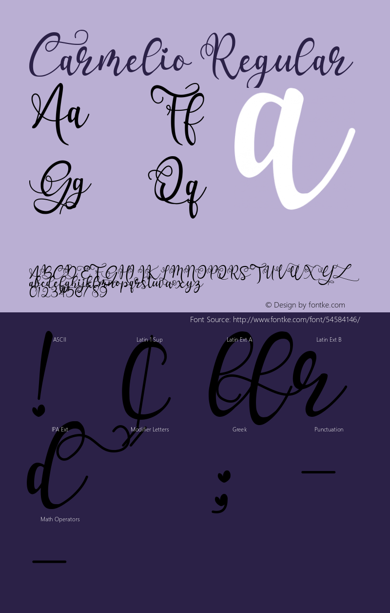 Carmelio Version 1.00;January 28, 2020;FontCreator 11.0.0.2365 64-bit Font Sample