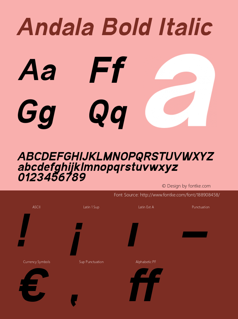 Andala Bold Italic Version 1.002;Fontself Maker 3.5.4图片样张