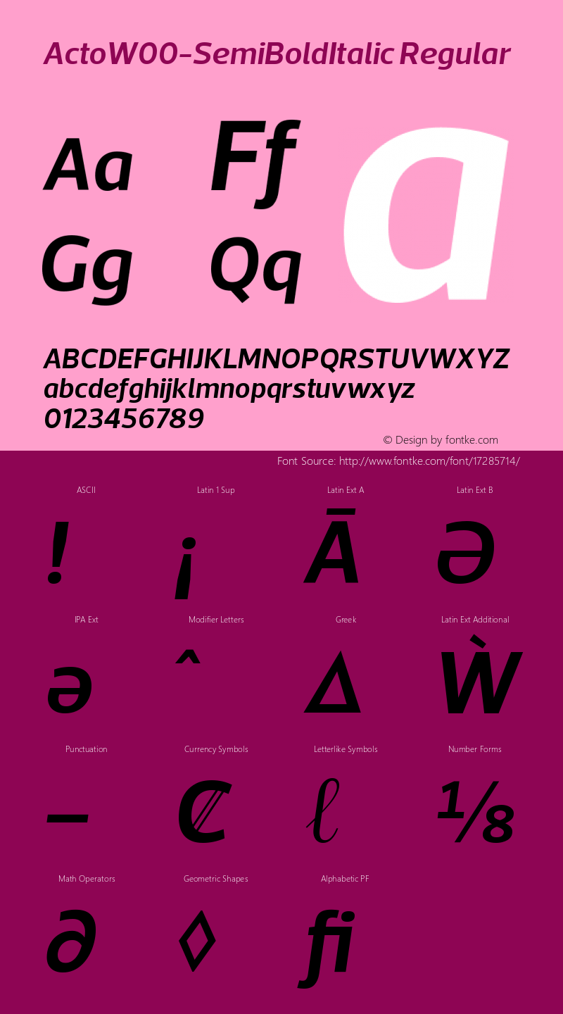 ActoW00-SemiBoldItalic Regular Version 1.10 Font Sample