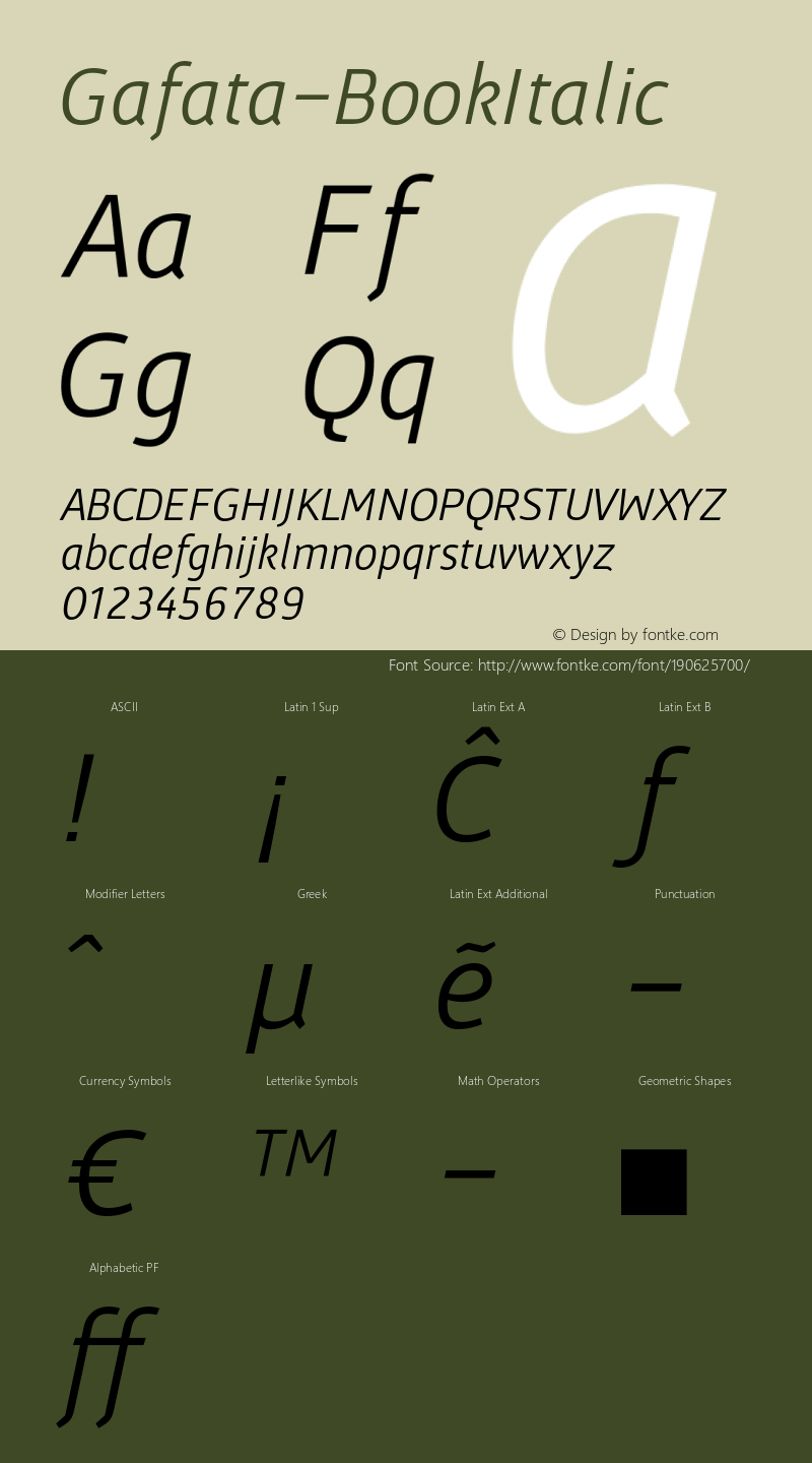 ☞Gafata Book Italic Version 4.002;com.myfonts.easy.tipotype.gafata.book-italic.wfkit2.version.4CsT图片样张