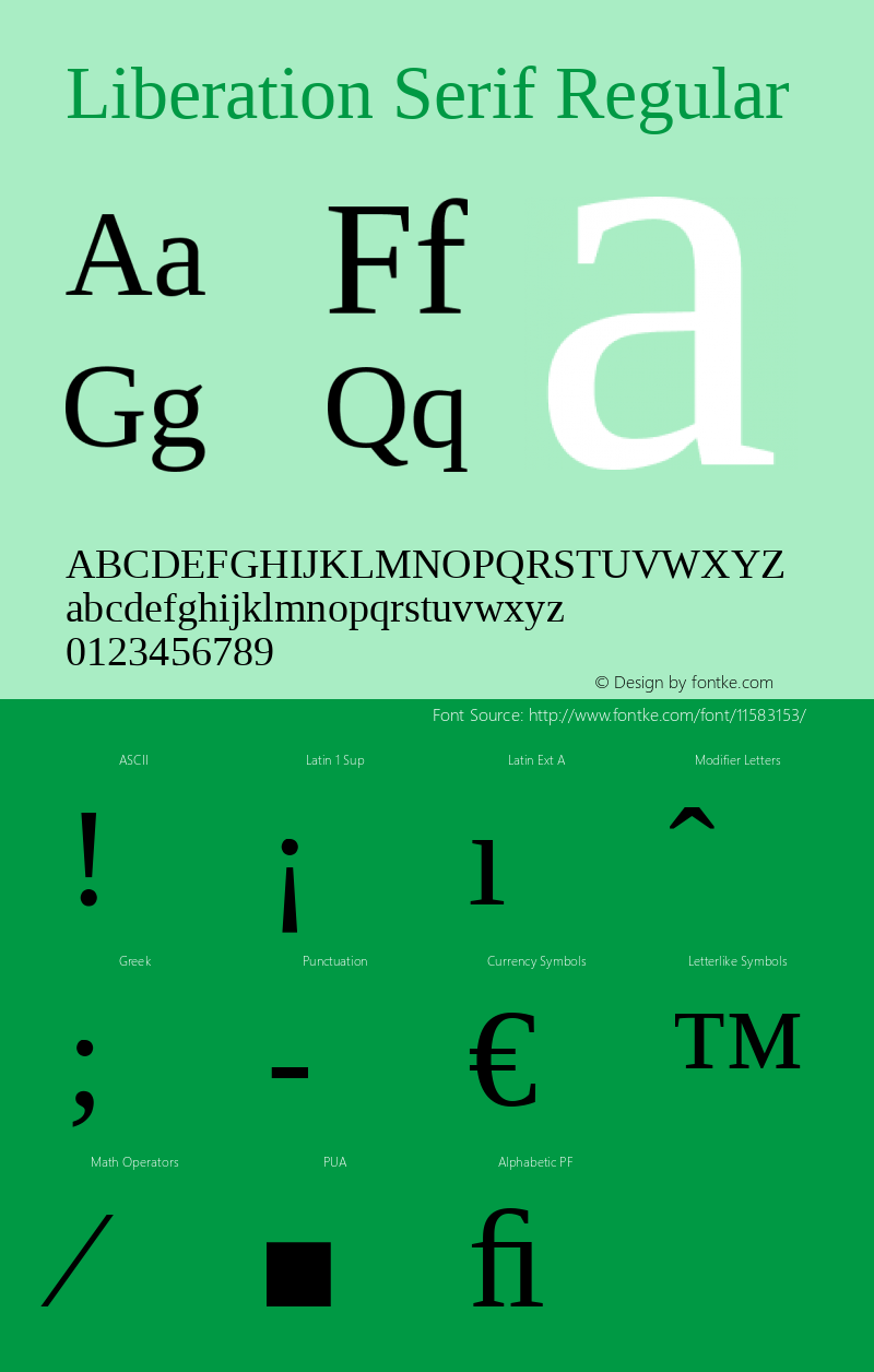 Liberation Serif Regular Version 1.00 Font Sample
