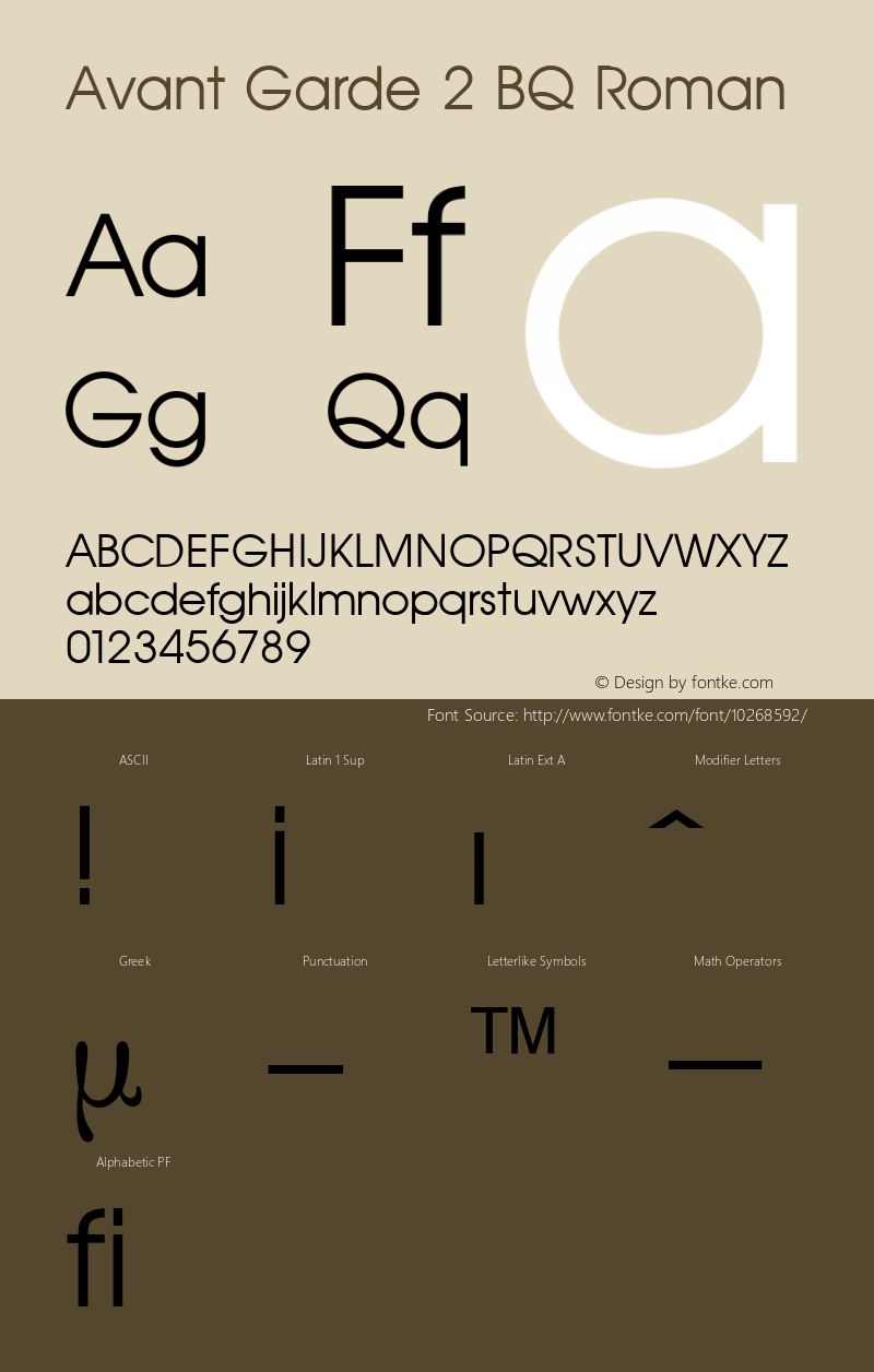 Avant Garde 2 BQ Roman 001.000 Font Sample