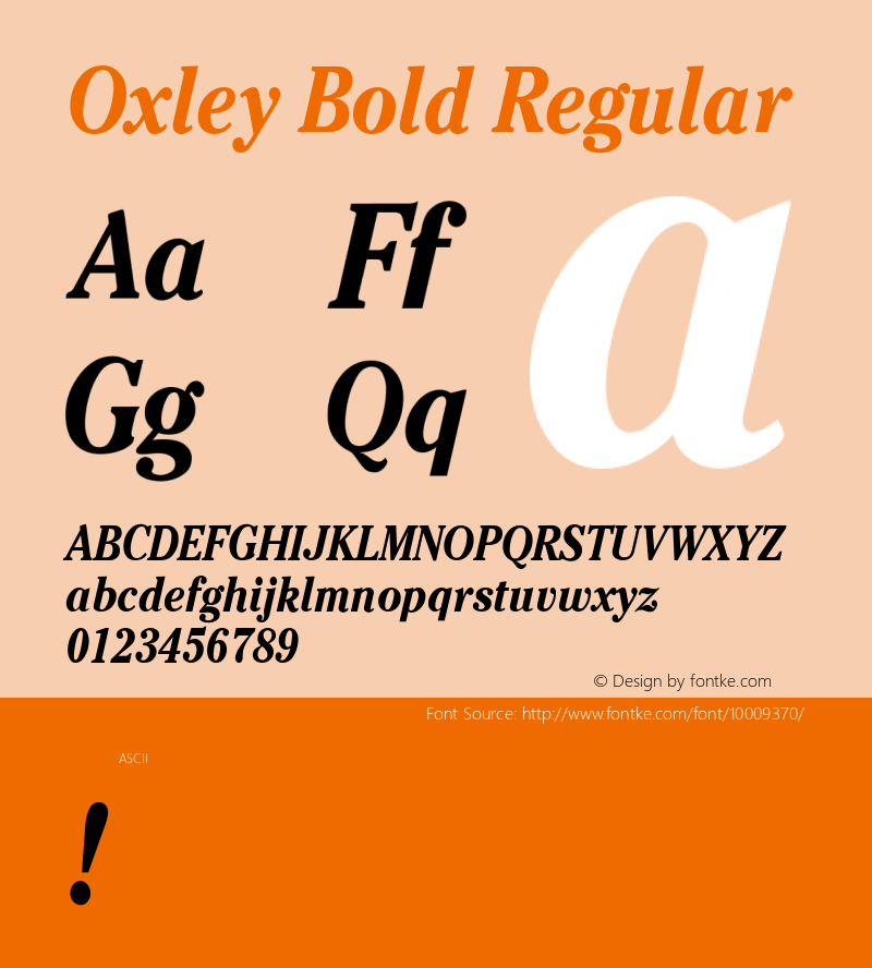 Oxley Bold Regular Unknown Font Sample