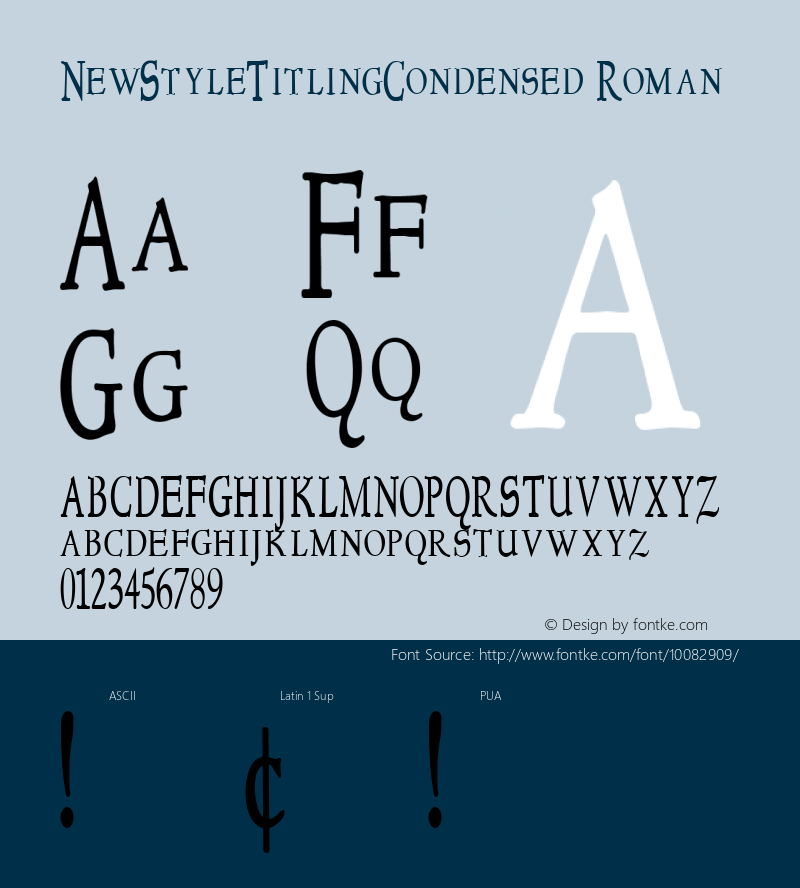 NewStyleTitlingCondensed Roman Version 1.00 Font Sample