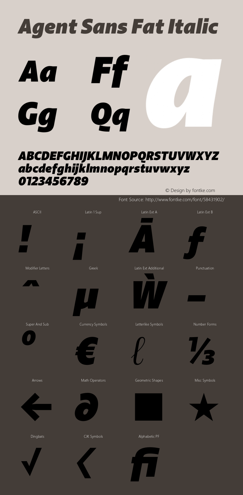 Agent Sans Fat Italic Version 2.000;hotconv 1.0.109;makeotfexe 2.5.65596 Font Sample