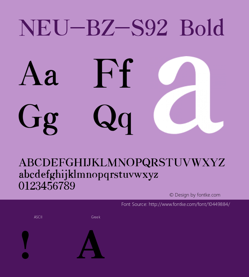 NEU-BZ-S92 Bold 2.0 Font Sample