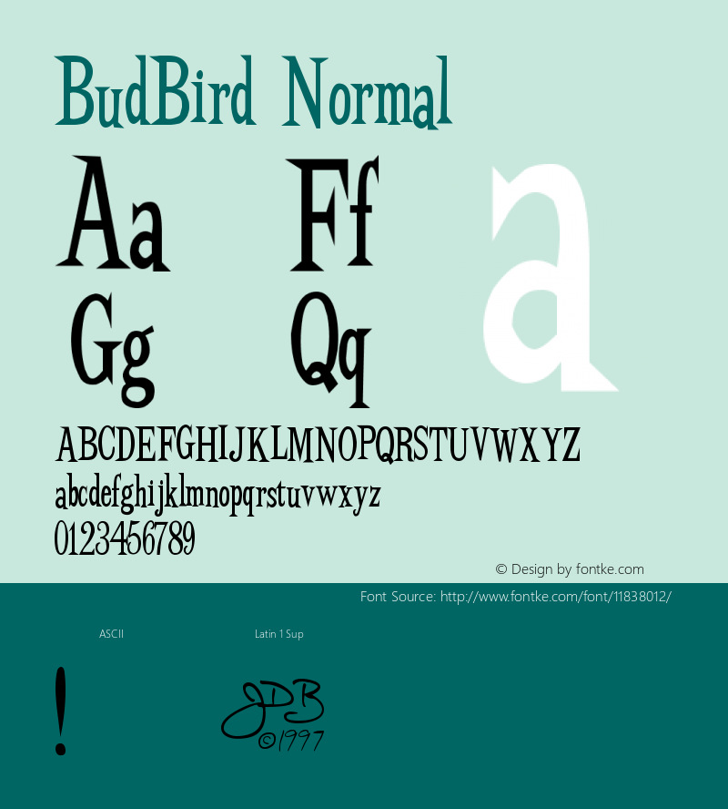 BudBird Normal Version Macromedia Fontograp Font Sample