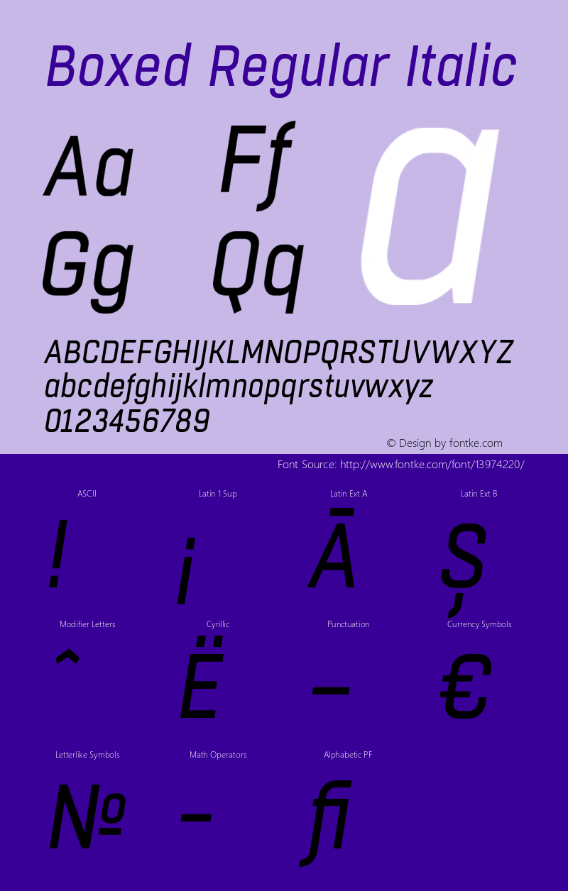 Boxed Regular Italic Version 1.000 Font Sample