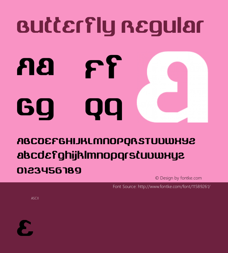 Butterfly Regular Version 1.0 Font Sample