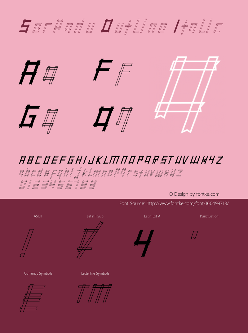 Serpadu Outline Italic Version 1.014;Fontself Maker 3.5.4 Font Sample