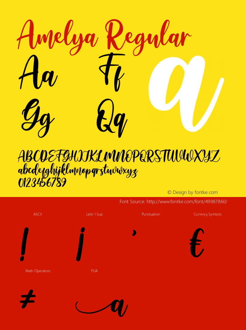 Amelya Version 001.00 Font Sample