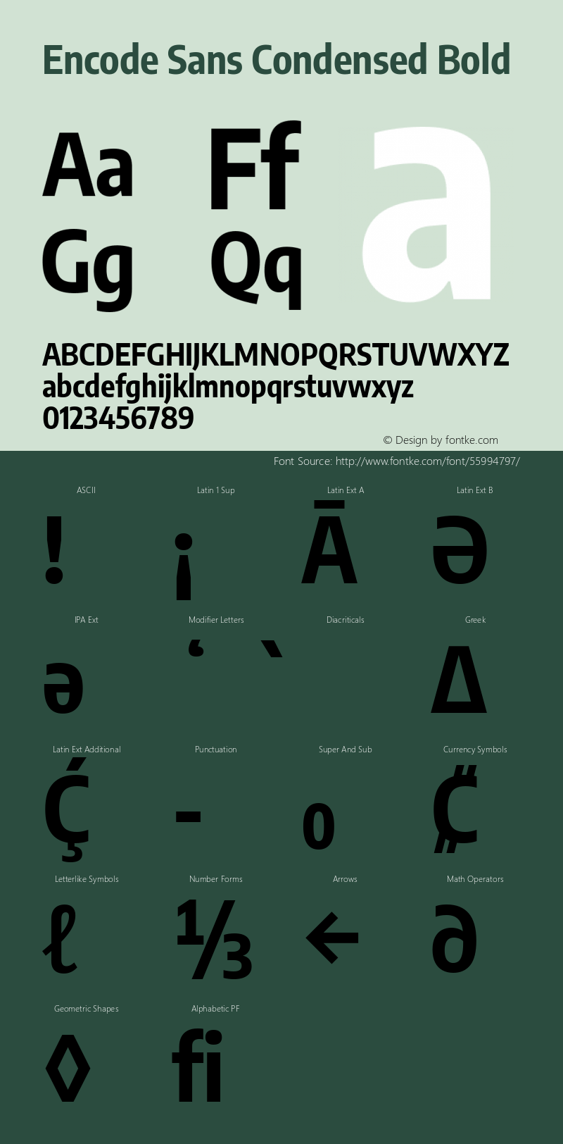 Encode Sans Condensed Bold Version 2.000 Font Sample