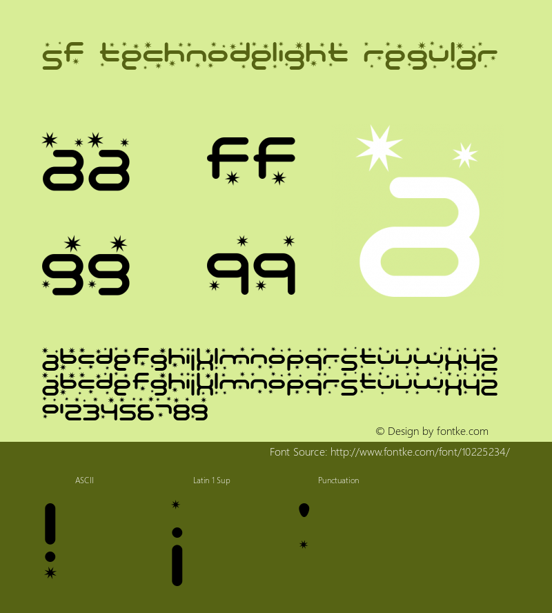 SF Technodelight Regular Version 1.1 Font Sample