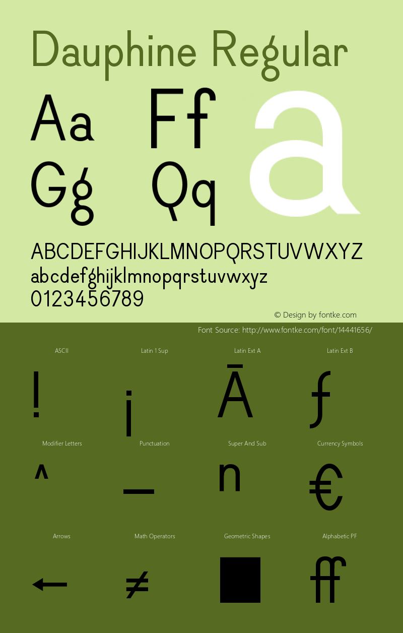 Dauphine Regular 0.51 Font Sample