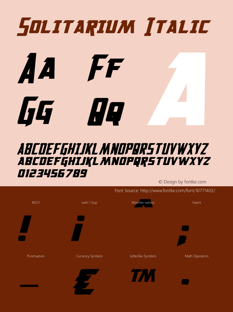 Solitarium Italic Version 1.00 April 17, 2013, initial release Font Sample