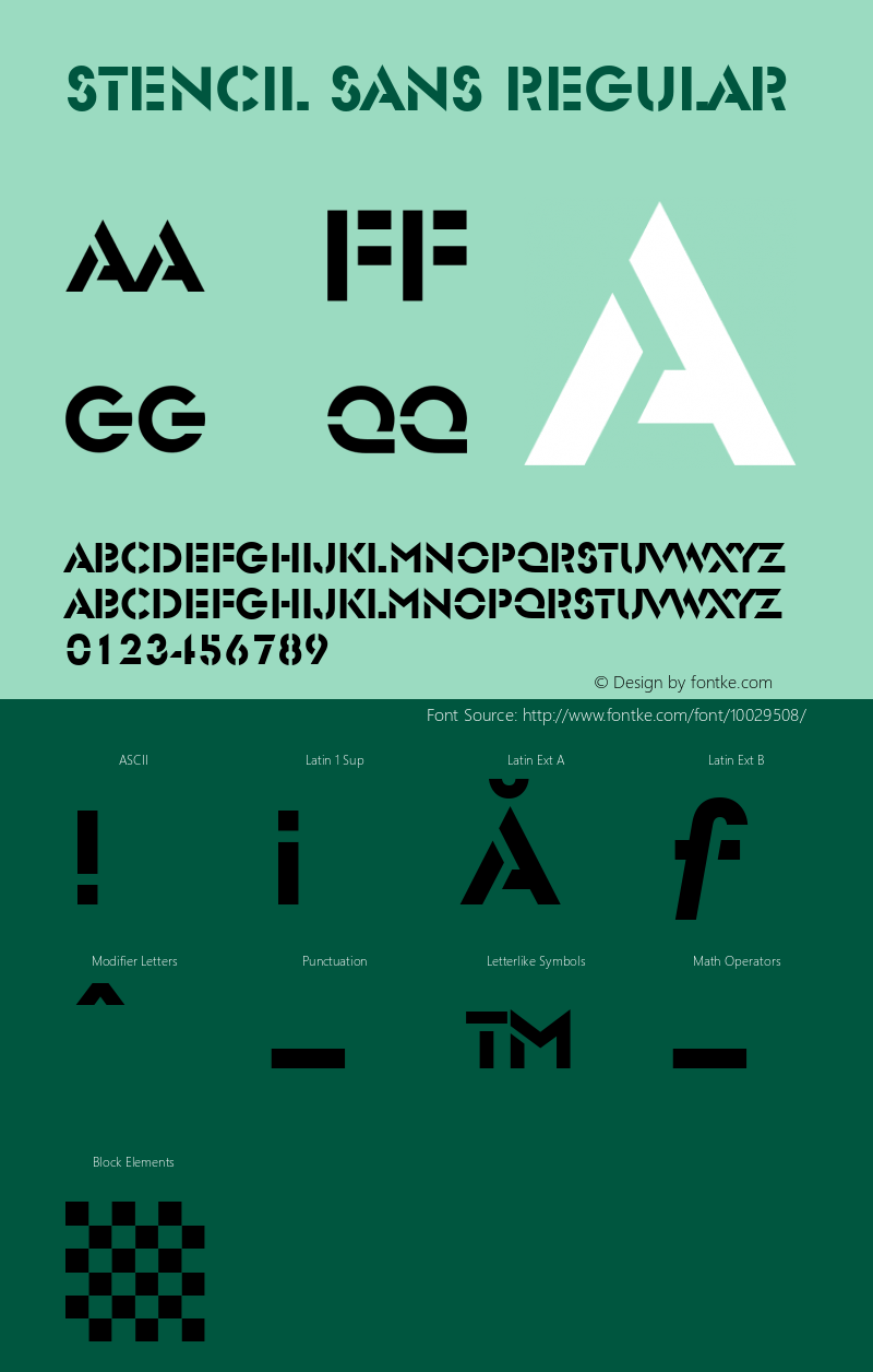 Stencil Sans Regular Version 1.2 Font Sample