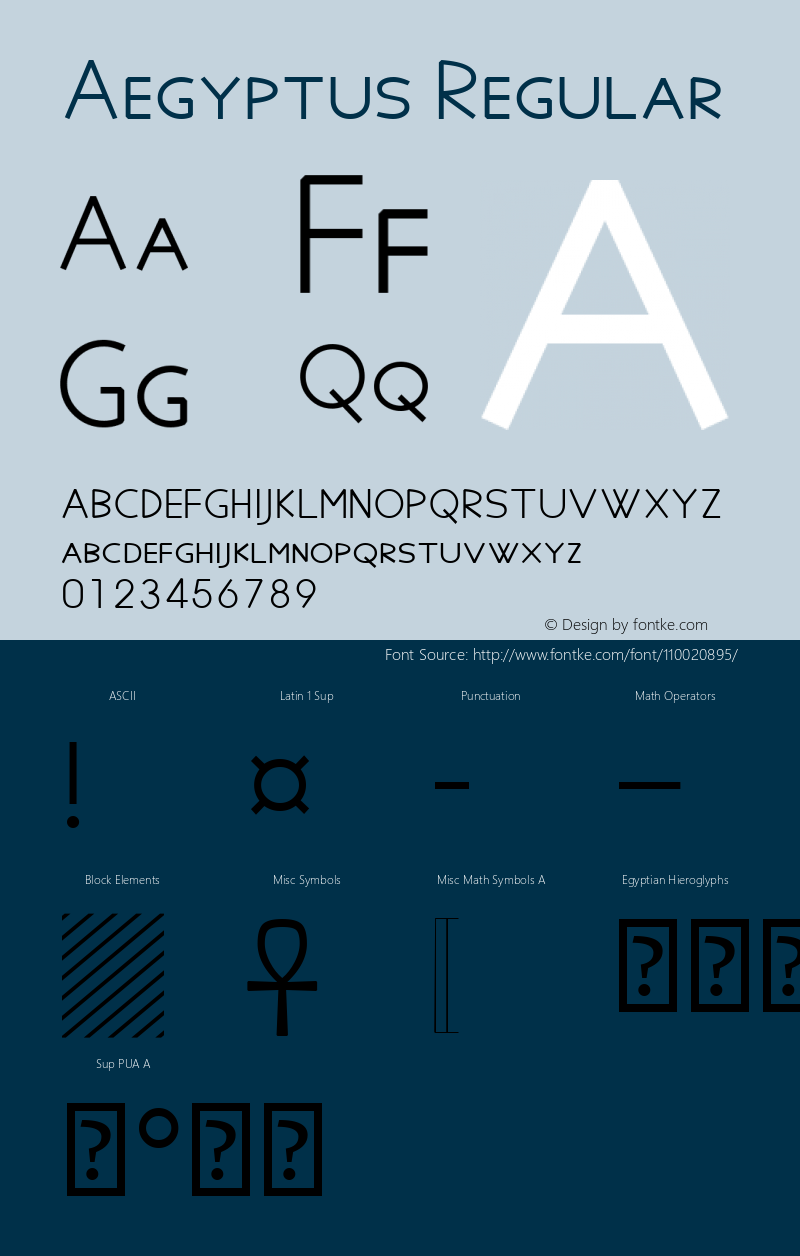 Aegyptus Version 6.17 Font Sample