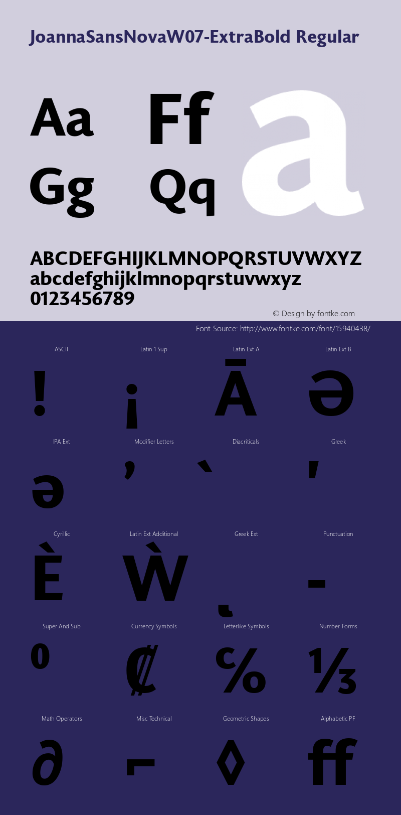 JoannaSansNovaW07-ExtraBold Regular Version 1.00 Font Sample